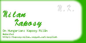 milan kaposy business card