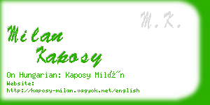 milan kaposy business card